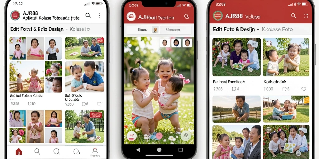 Screenshot antarmuka pengguna AJR88 yang menampilkan fitur kolase foto.