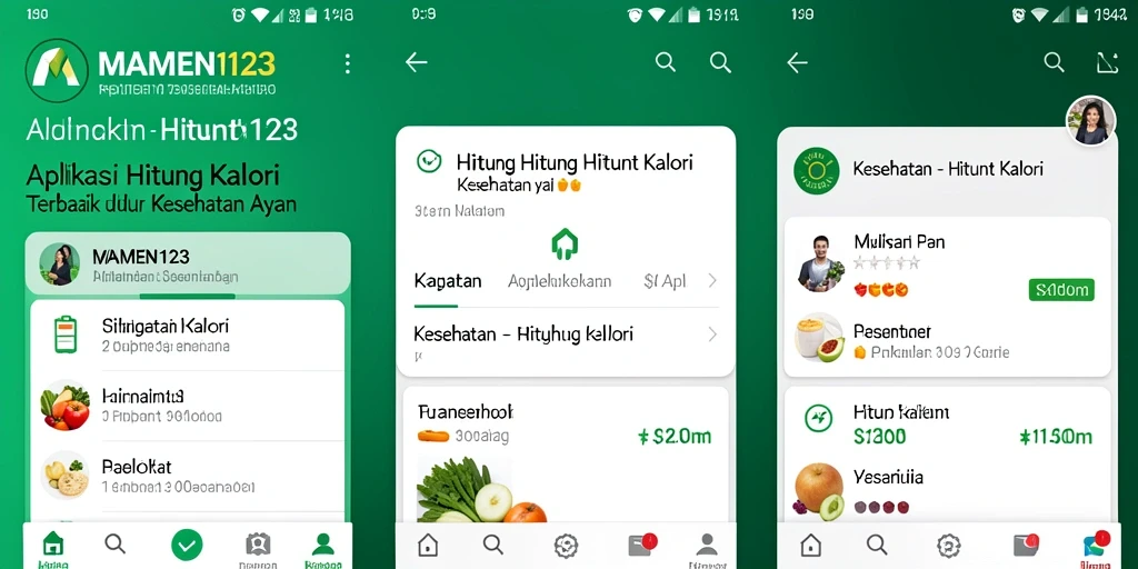 Tampilan antarmuka aplikasi MAMEN123 untuk hitung kalori.