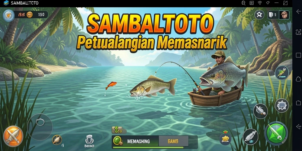 Screenshot SAMBALTOTO menampilkan antarmuka seru dalam permainan memancing.